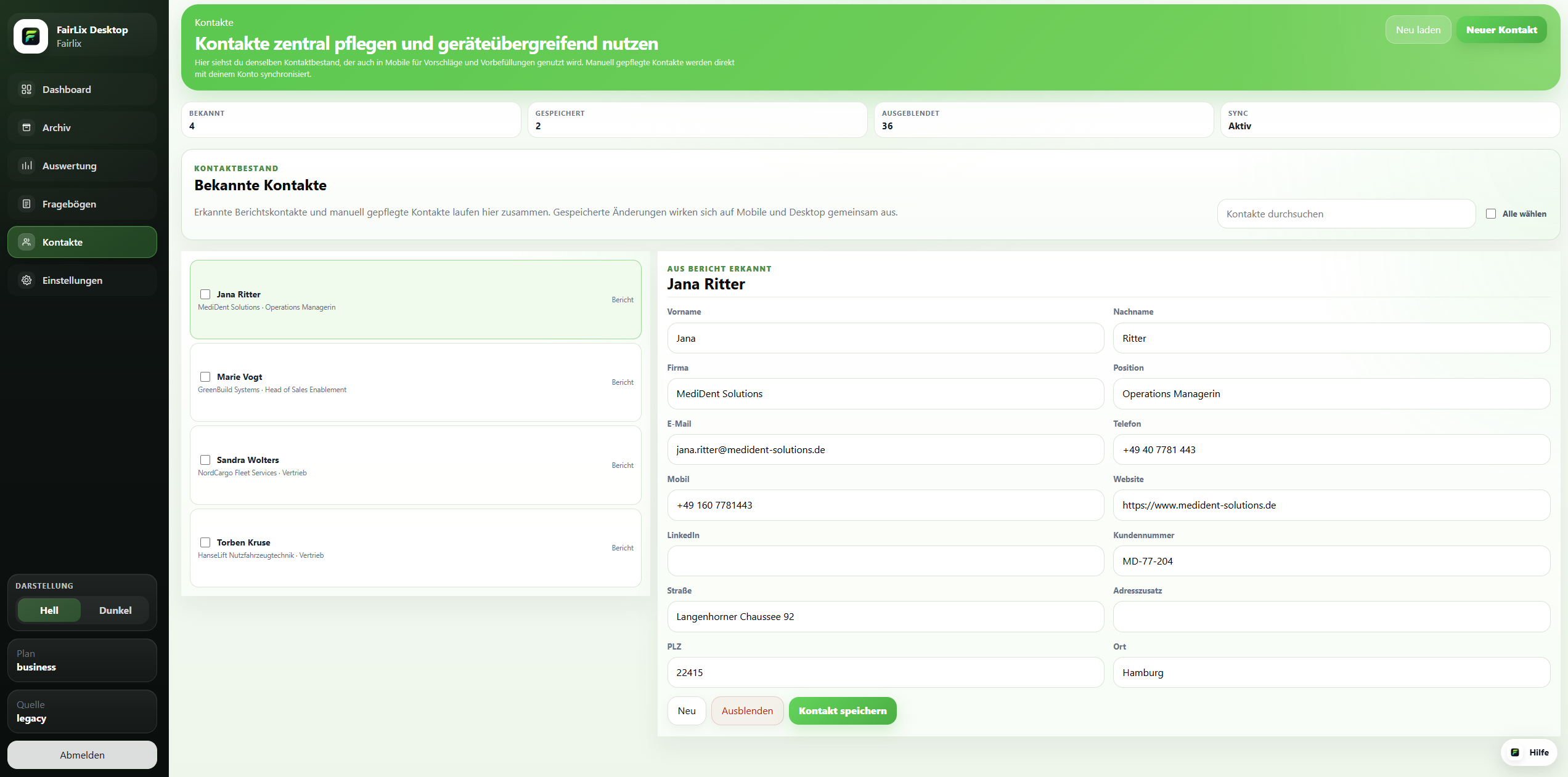 FairLix Desktop Kontakte